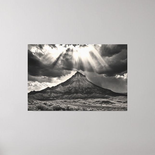 Sovande Ute Mountain svart-vit fotografering Canvastryck (Framsida)