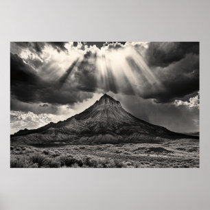 Sovande Ute Mountain svart-vit fotografering Poster