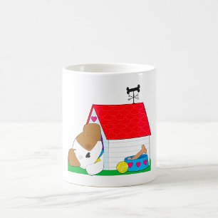 Sovande valp hundhus sött husdjur kaffemugg