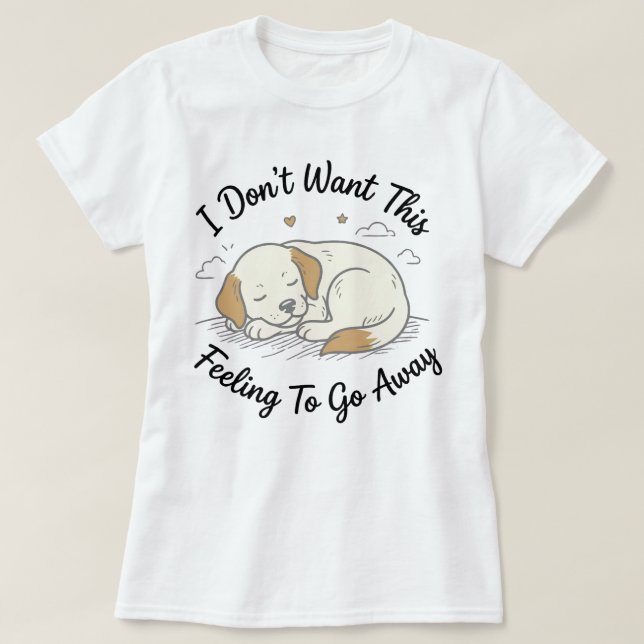 Sovande Valp T-Shirt | Denna Känsla Söt Hund Gåva  (Design framsida)