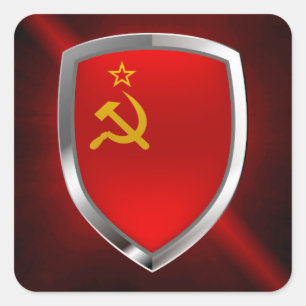 Sovetic Union Mettalic Emblem Fyrkantigt Klistermärke