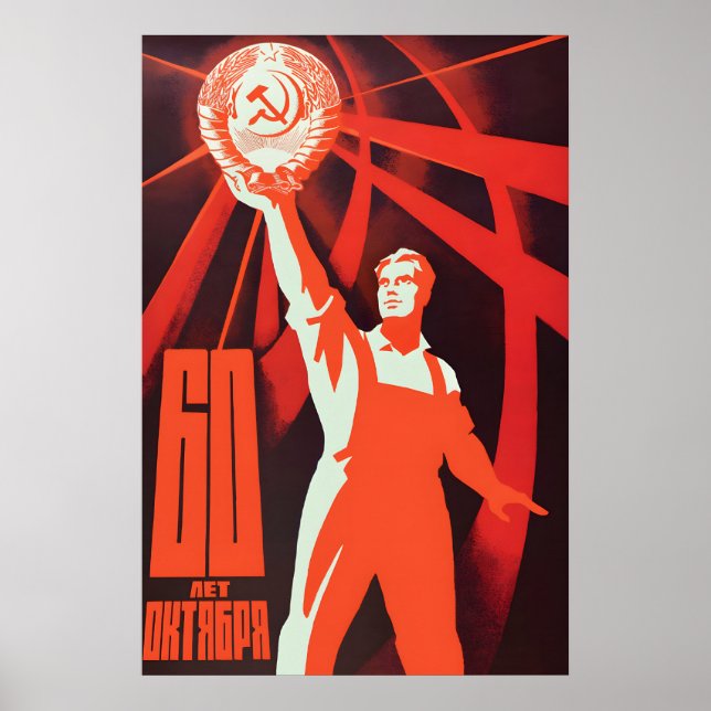 Soviet Propaganda Poster – 60 Years October (Framsidan)