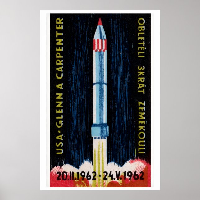 Soviet Rocket Launch 1962 Astronaut - Matchbox Poster (Framsidan)