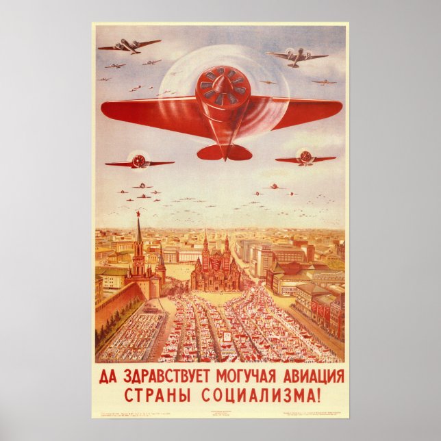 SOVIET UNION Long Live Mighty Aviation War Poster (Framsidan)