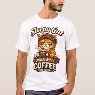 Sovig Katt Behöver Mer Kaffe Varje Morgon T Shirt