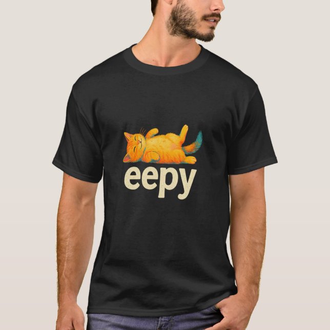 Sovig katt, dum sömnig katt-meme t shirt (Framsida)