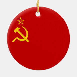 Sovjet - facklig flagga julgransprydnad keramik