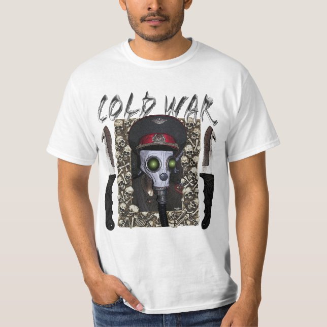 Sovjet kommenderar skjortan för gasmask T - på vit Tee Shirt (Framsida)