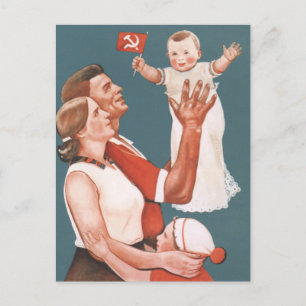 Sovjetfamiljens propaganda Poster Vykort