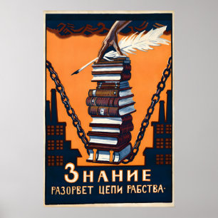 Sovjetisk 1920-talsaffisch Kunskap kommer att bryt Poster