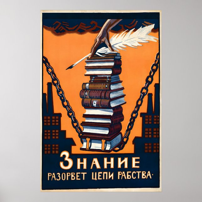Sovjetisk 1920-talsaffisch Kunskap kommer att bryt Poster (Framsidan)