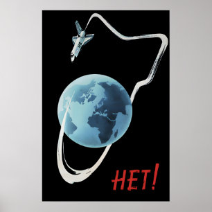 Sovjetisk affisch Nej till krig i rymden