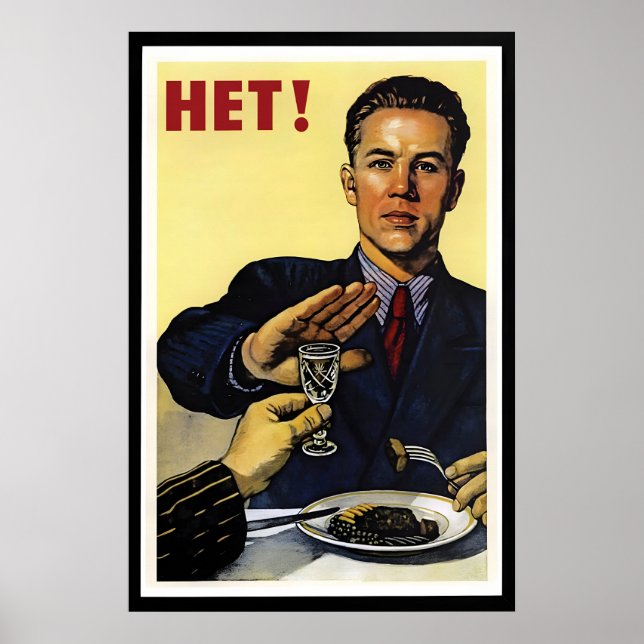 Sovjetisk anti-alkohol propagandaposter – kök poster (Framsidan)