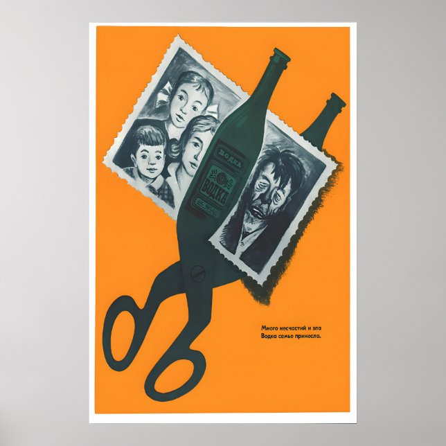 Sovjetisk anti-alkoholaffisch – Vintage rysk Poster (Framsidan)