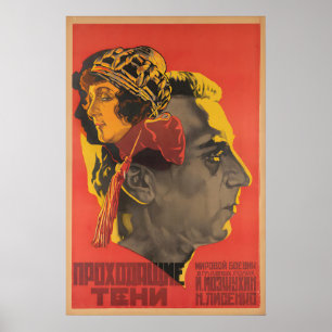 Sovjetisk filmplakat, passerande skuggor, 1926 fil poster