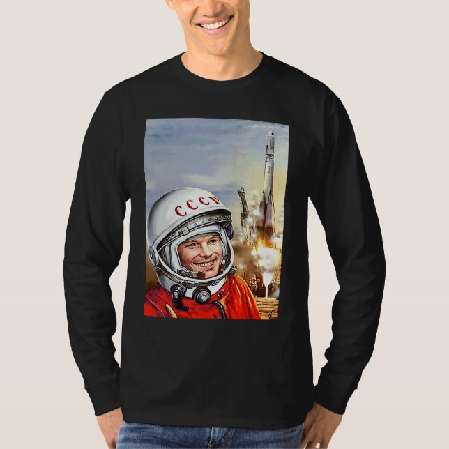 Sovjetisk Gagarin Kosmonaut Rymdprogram Vintage CC T Shirt (Framsida)