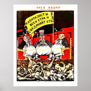 Sovjetisk propaganda mot kapitalism, vintage poster