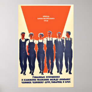 Sovjetisk propagandaffisch – lagarbete och respekt poster