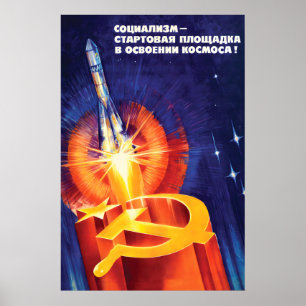 Sovjetisk propagandapostersocialism är uppskjutnin poster