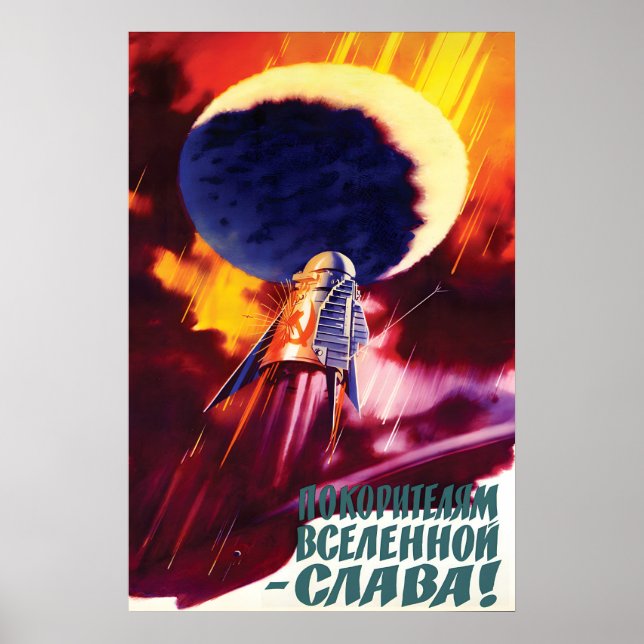 Sovjetisk rymdpropagandaposter -Ära åt den Poster (Framsidan)
