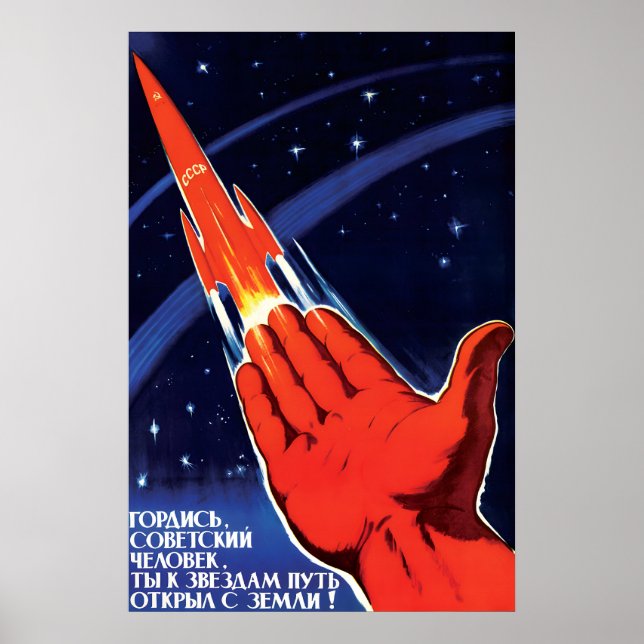 Sovjetisk rymdresepostersovjetman! Var stolt Poster (Framsidan)