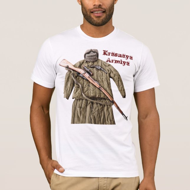 Sovjetisk rysk skjorta för Mosin Nagant WW2 röd Tröja (Framsida)