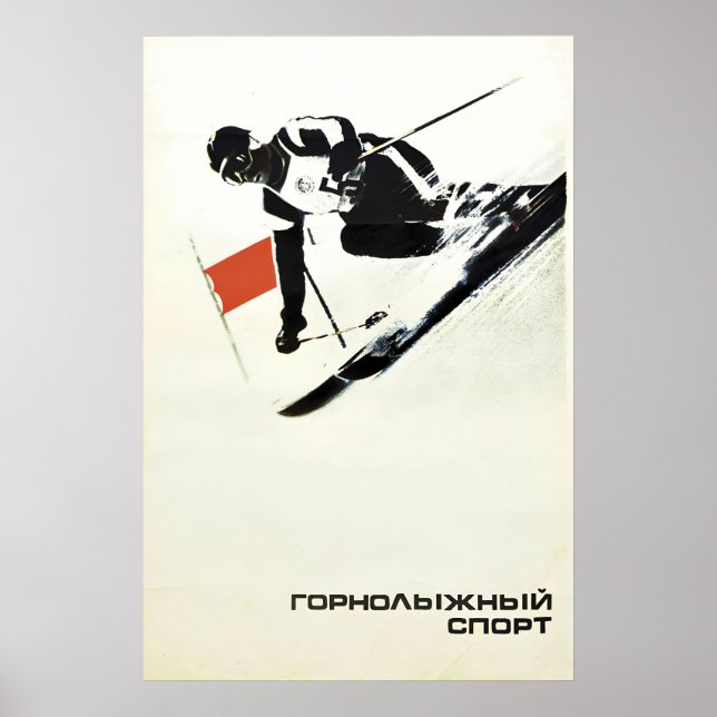 Sovjetisk skidposter Alpin skidsport Vinteridrott  Poster (Framsidan)