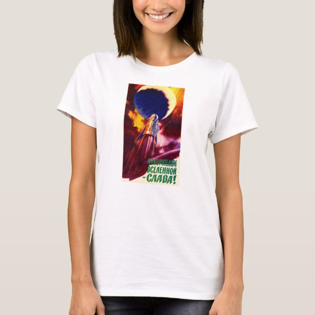 Sovjetisk skjorta för utrymmepropagandaaffisch tee (Framsida)