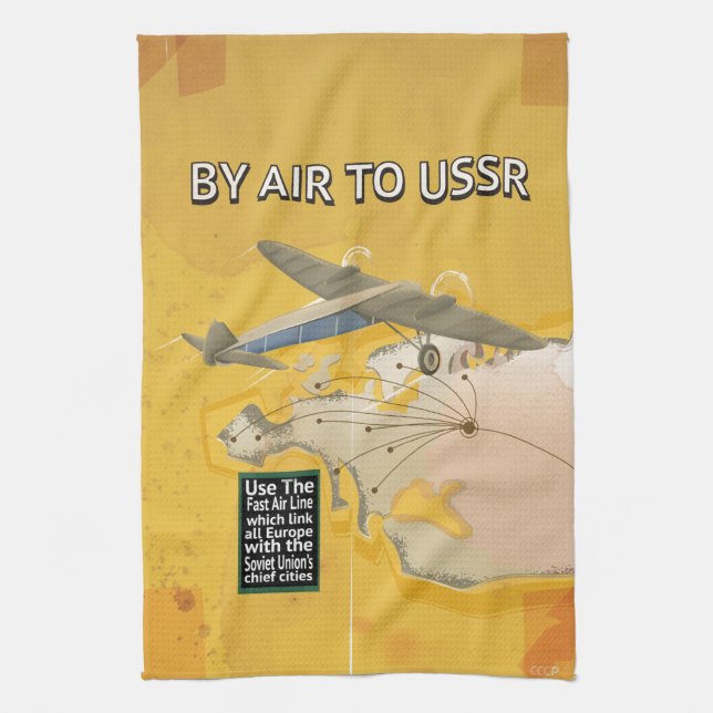 Sovjetisk vintage-resaaffisch från Sovjetunionen. Kökshandduk (Vertikal)