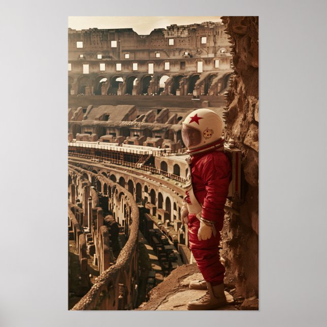 Sovjetiska female Astronaut Lands Inside Cosmos Po Poster (Framsidan)