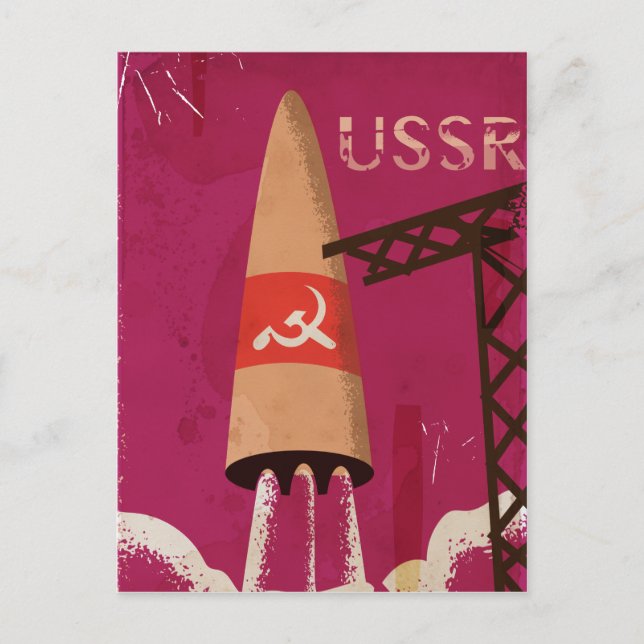 Sovjetiska rymdprogrammet USSR Vintage affisch Vykort (Framsida)