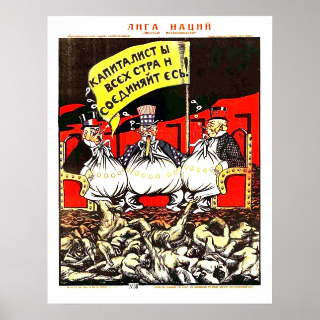 Sovjetpropaganda mot kapitalism, vintage poster (Framsidan)