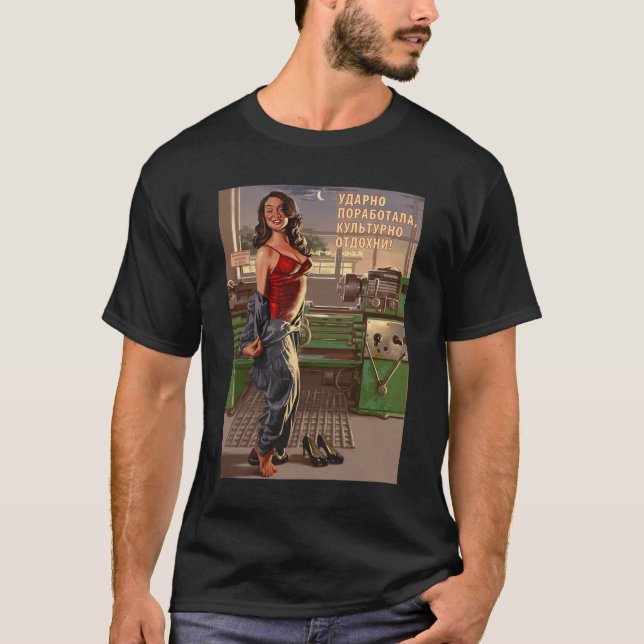 Sovjetpropaganda Poster Sovjetkommunismen Sovjetun T Shirt (Framsida)
