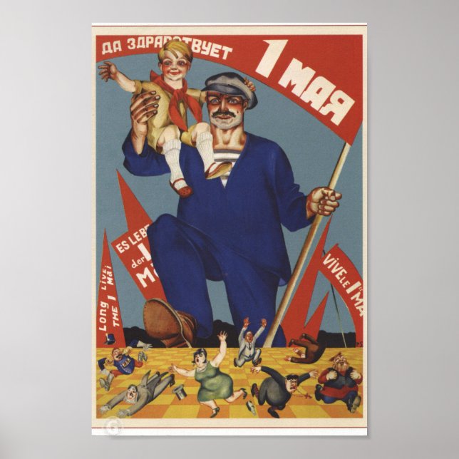 Sovjetpropaganda under arbetsdagen poster (Framsidan)