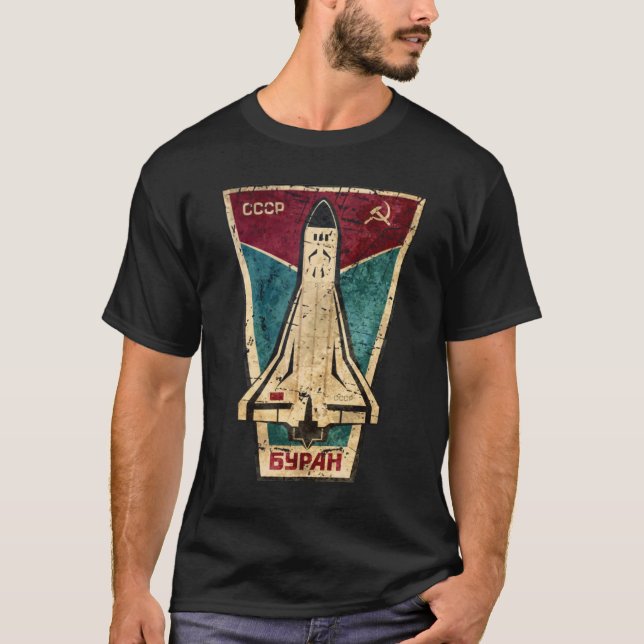 Sovjetrymdprogrammet Buran USSR Rocket CCCP T Shirt (Framsida)