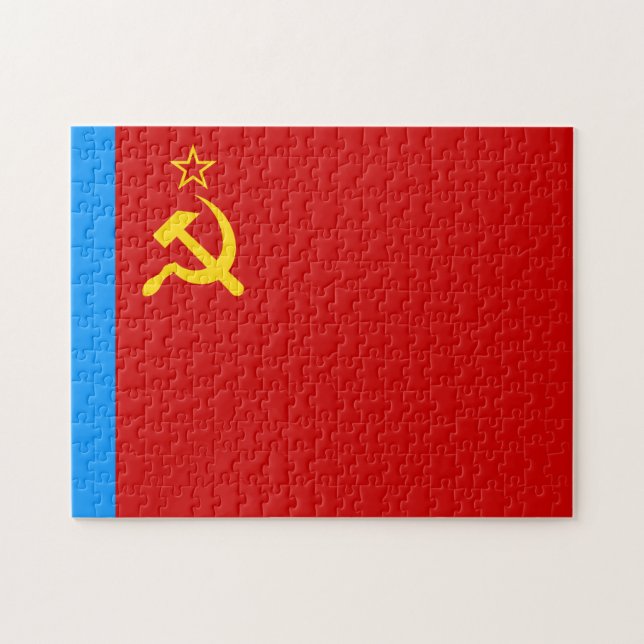 Sovjetryska flaggan, USSR, CCCP, kommunism, Lenin Pussel (Horisontell)
