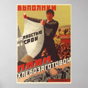 Sovjets Kolkhoz-propaganda poster 1930