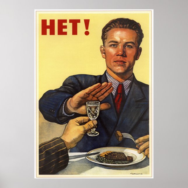 Sovjetunionen 1954 års antialkoholpolitik poster (Framsidan)