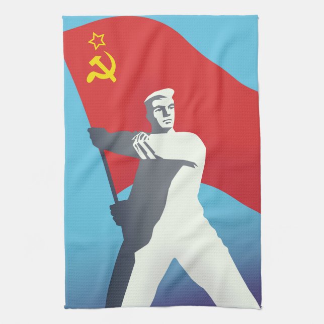 Sovjetunionen Arbetare Vintage konsttryck. Kökshandduk (Vertikal)