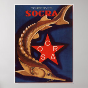 Sovjetunionen Canned Sturgeon Advertising 1932 Poster