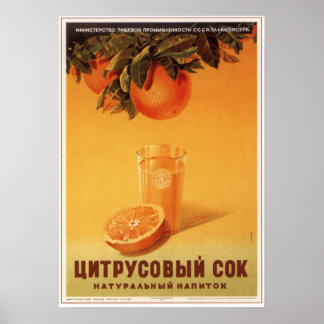Sovjetunionen Citrus Juice Reklam 1951 Poster