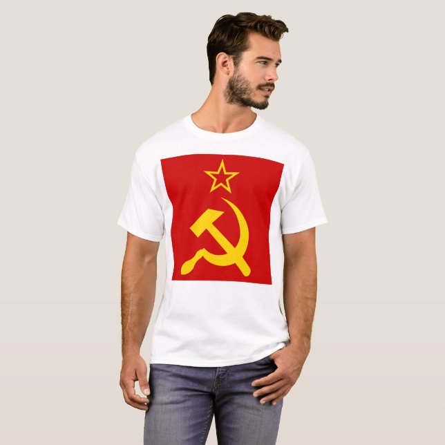Sovjetunionen Flagga - Sovjetunionens Flagga T Shirt (Hel framsida)