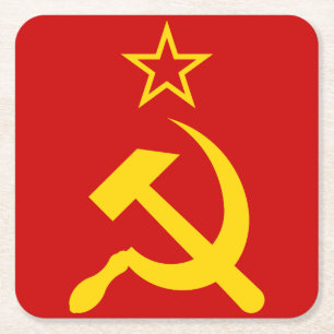 Sovjetunionen Flagga - Sovjetunionens Flagga Underlägg Papper Kvadrat