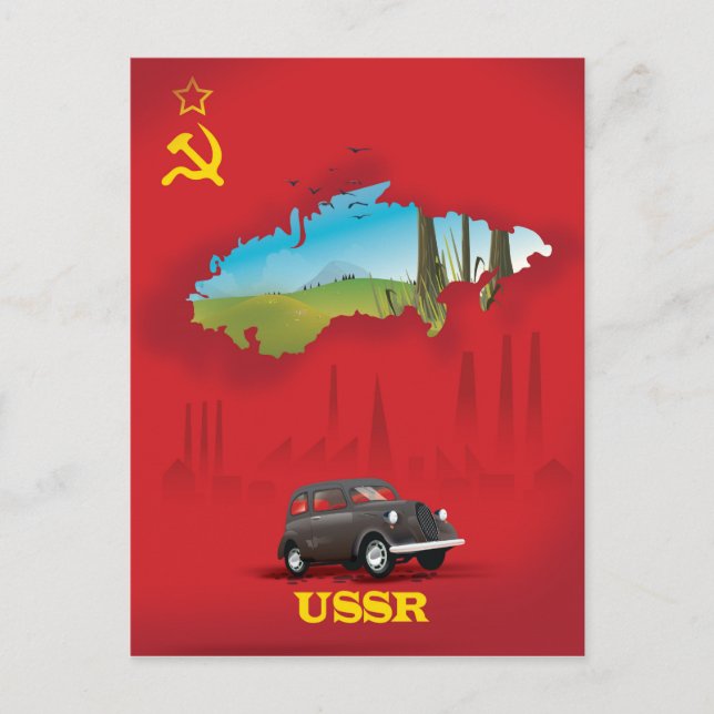 Sovjetunionen Illustrerad kartaffisch Vykort (Framsida)