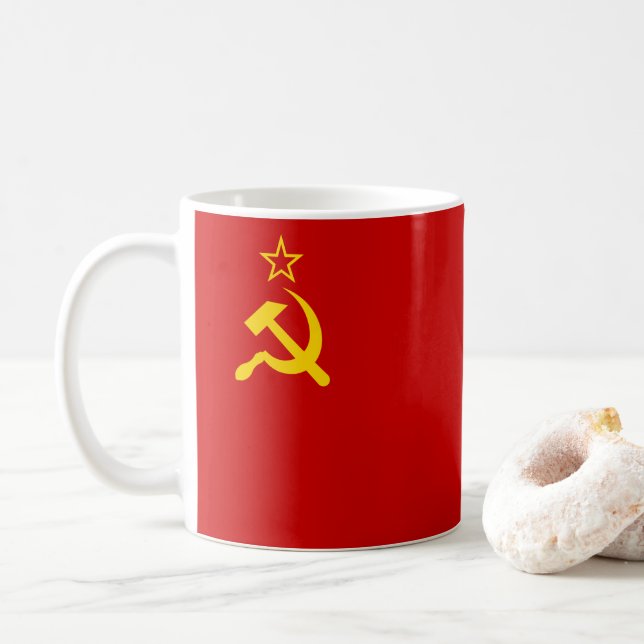 Sovjetunionen Sovjet Kommunistisk Skära och Hammar Kaffemugg (Med munk)