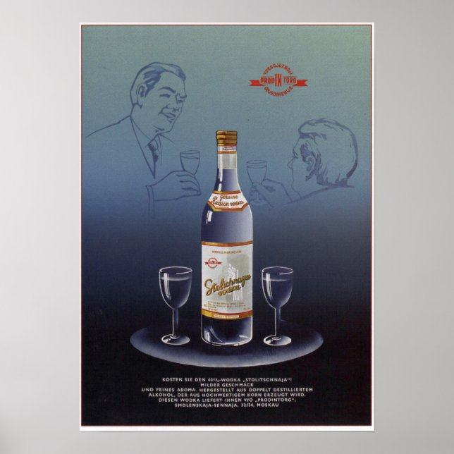 Sovjetunionen Stolichnaya Vodka Advertising 1965 Poster (Framsidan)
