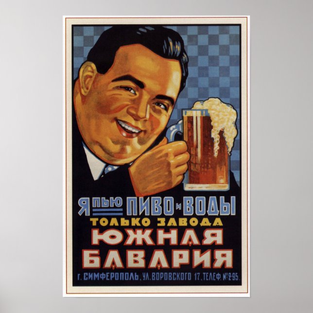 Sovjetunionen, sydbayerska ölreklam 1928 poster (Framsidan)