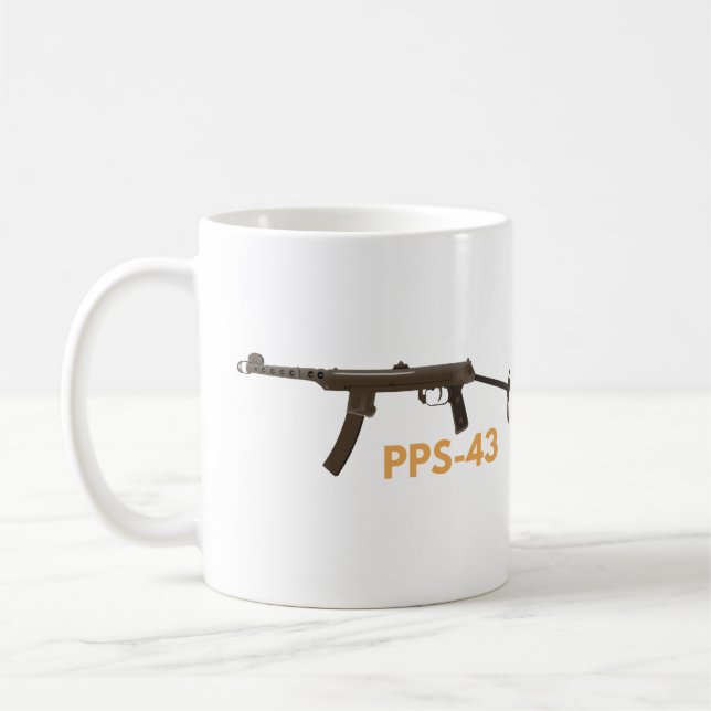 Sovjetunionen WW2 PPS-43 Submachine Gun Kaffemugg (Vänster)