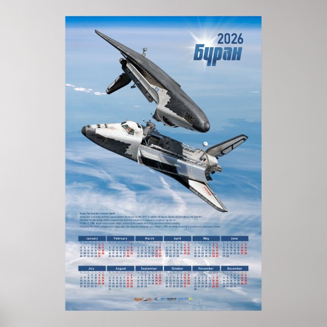 Sovjetunionens Buran-rymdfärja möteskalender 2026 Poster (Framsidan)