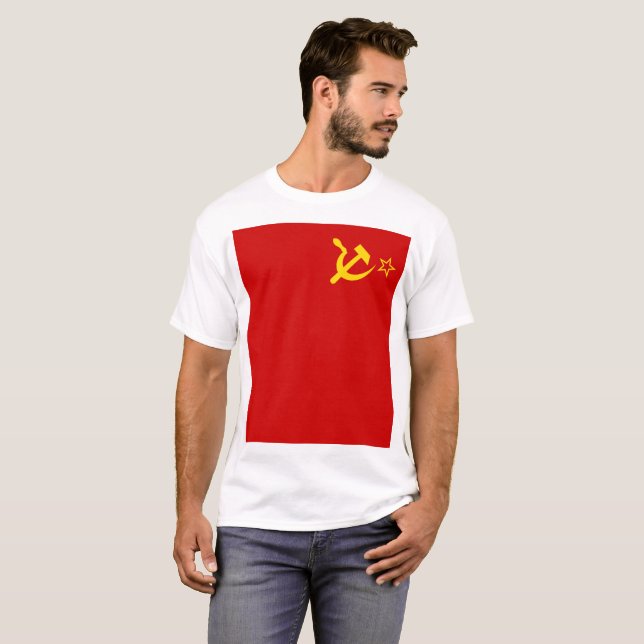 Sovjetunionens Flagga kommunistisk snurra och hamm T Shirt (Hel framsida)